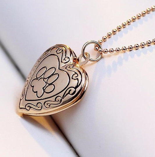 Paw Heart Locket Necklace