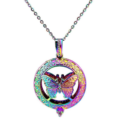 Rainbow Butterfly Essential Oil Diffuser Necklace