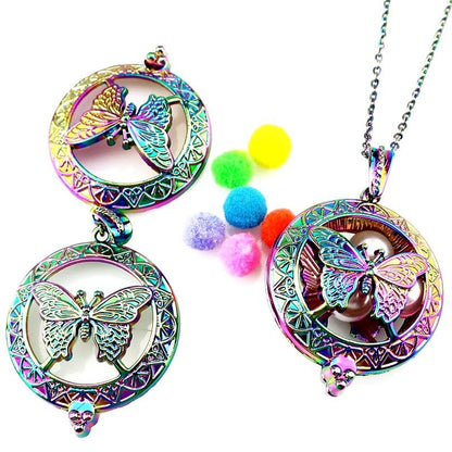 Rainbow Butterfly Essential Oil Diffuser Necklace