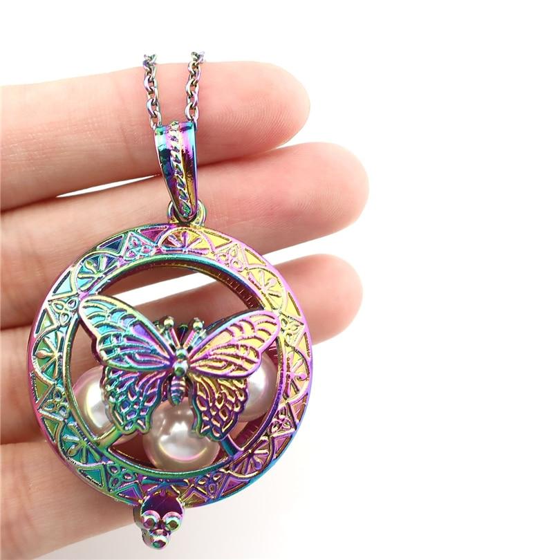 Rainbow Butterfly Essential Oil Diffuser Necklace