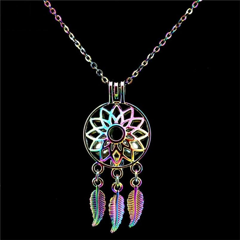 Rainbow Dream Catcher Essential Oil Diffuser Necklace