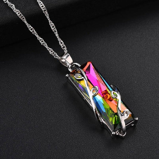 Rainbow Glass Leaves Necklace