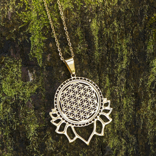 Sacred Geometry Lotus Flower of Life Necklace