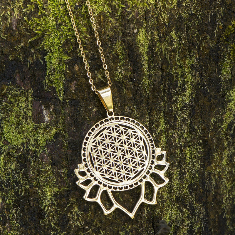 Sacred Geometry Lotus Flower of Life Necklace