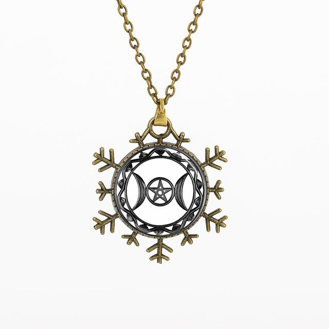 Snowflake Wiccan Art Cabochon Necklace