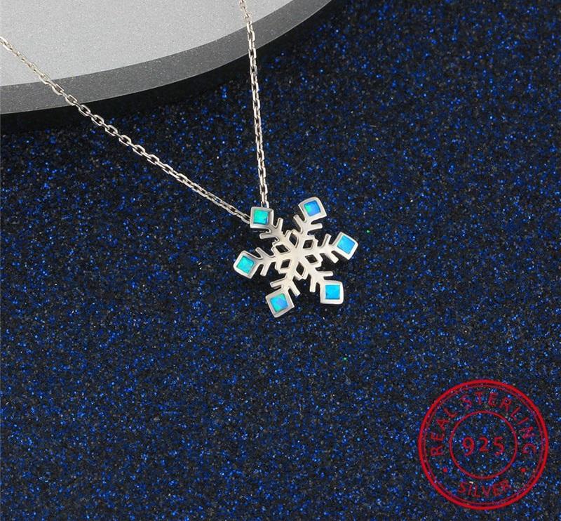 Sparkling Snowflake Opal Silver Necklace
