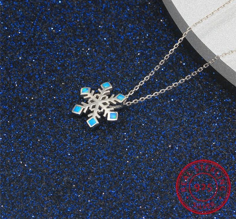 Sparkling Snowflake Opal Silver Necklace