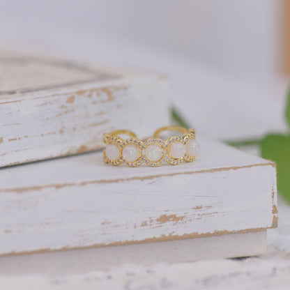 [] Opal Blossom Ring Set