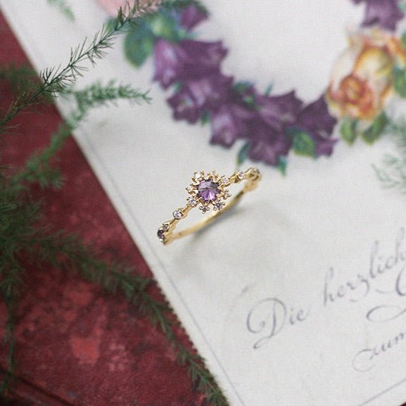 [] Orchid Halo Ring
