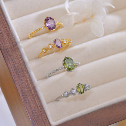 Oval Peridot Ring in Silver