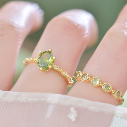 Oval Peridot Ring in Gold
