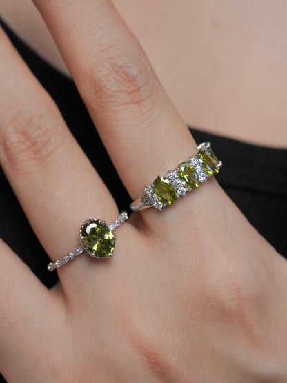 Oval Peridot Ring in Silver