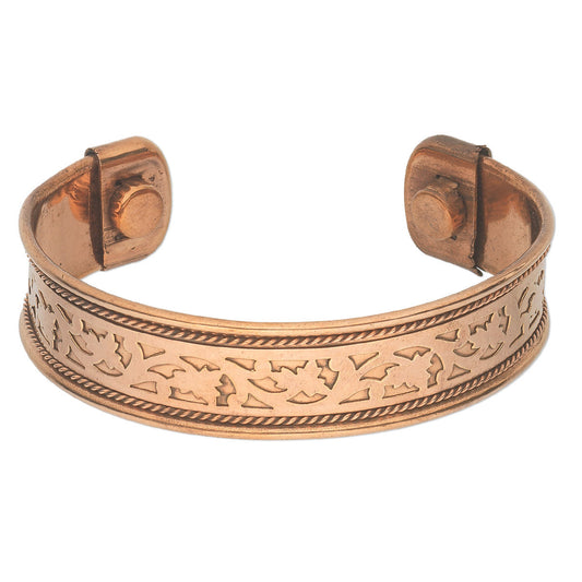 Adjustable Magnetic Pure Copper Cuff Bracelet With Cutout Design