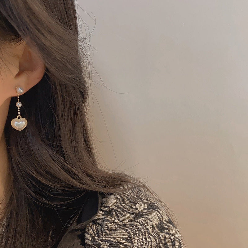 [sample ] Pearl Heart Earrings