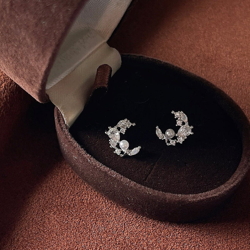 Pearly Moon Stud Earrings