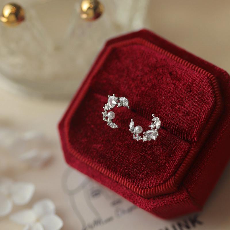 Pearly Moon Stud Earrings