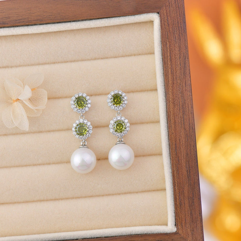Peridot Pearl Earrings