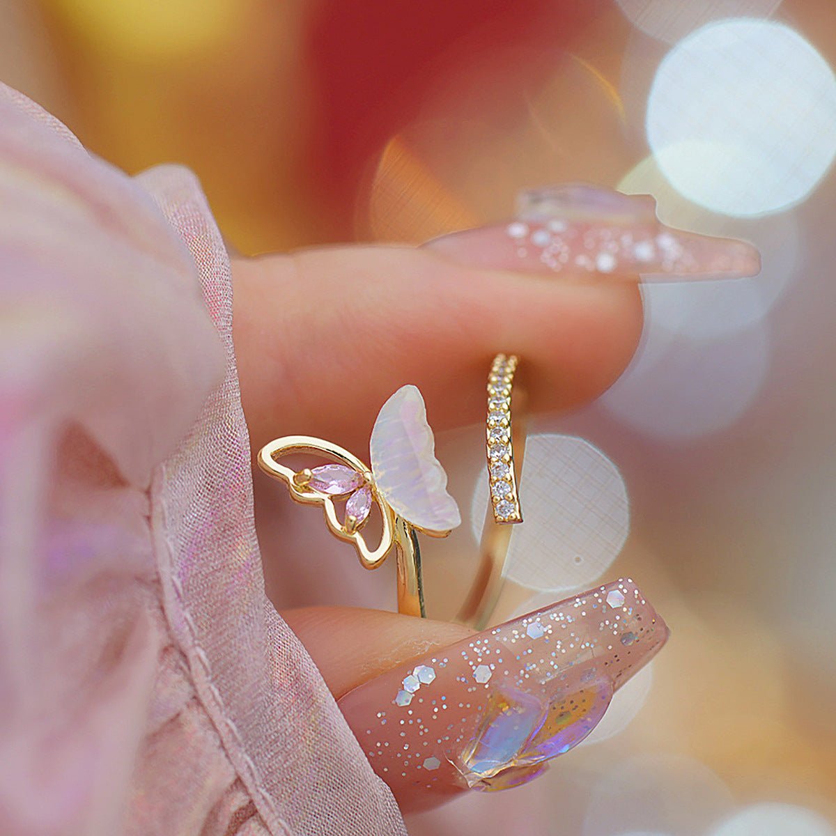 Chrissy Pink Butterfly Ring