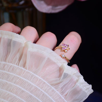 [] Pink Heart Shooting Star Ring