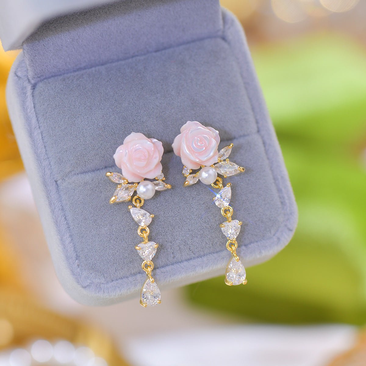 Talia Pink Rose Drop Earrings