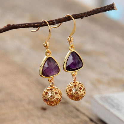 Gold Amethyst Earrings
