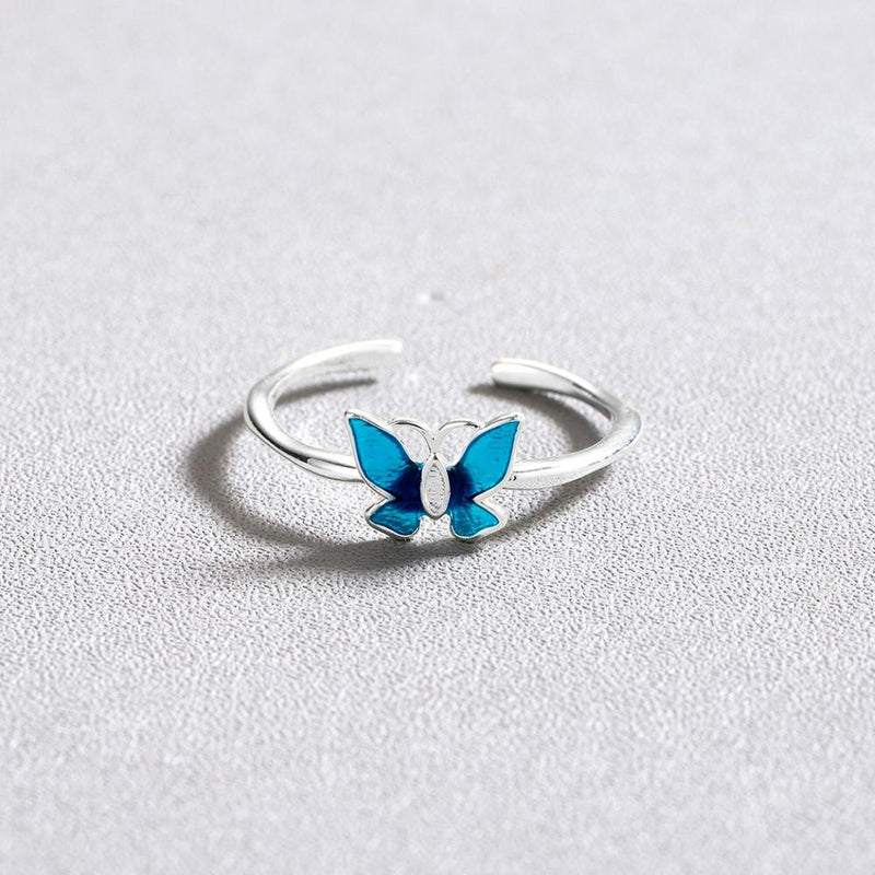 Delicate Blue Butterfly Ring