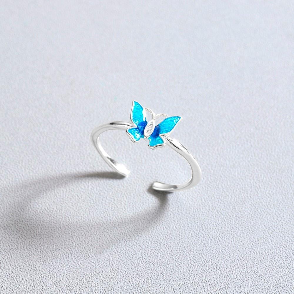Delicate Blue Butterfly Ring