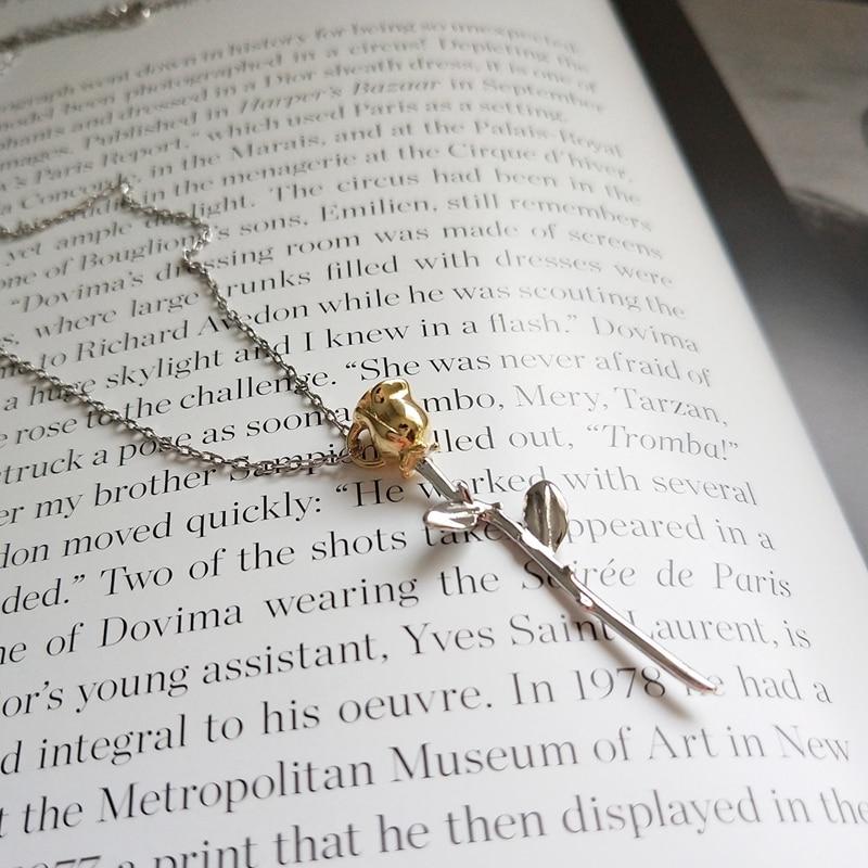 Dainty Rose Flower Silver Necklace