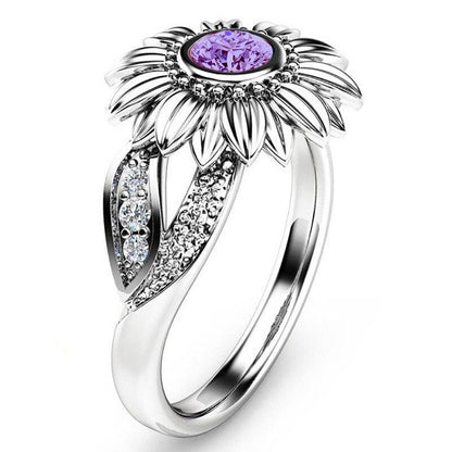 Colourful Crystal Sunflower Ring