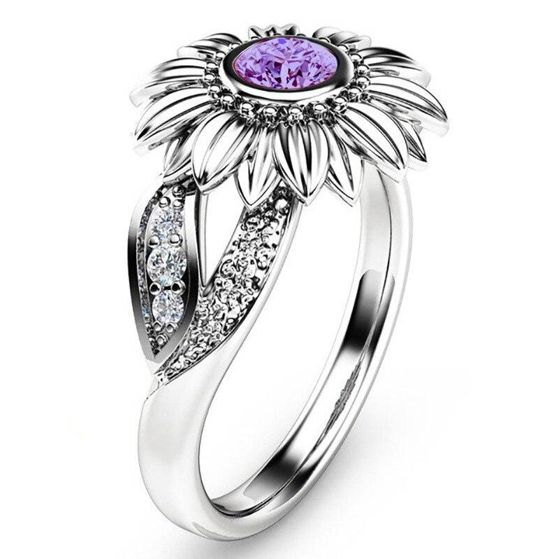 Colourful Crystal Sunflower Ring