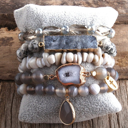 5 Pc Druzy Bracelet Set