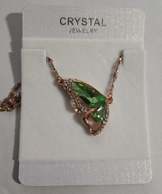 Butterfly Crystals Pendant Silver Plated Necklace