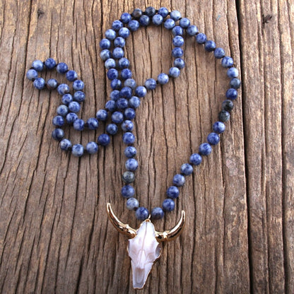Buffalo Skull Real Stone Necklace