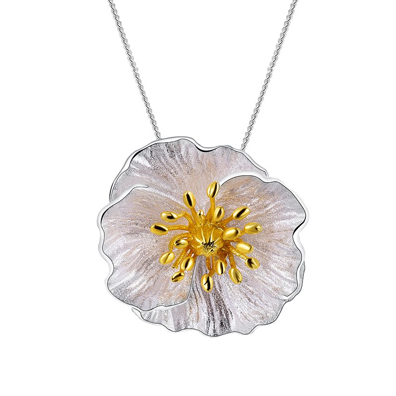 Blooming Poppy Sterling Silver Necklace