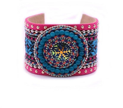 Leather Handmade Embroidered Bracelet