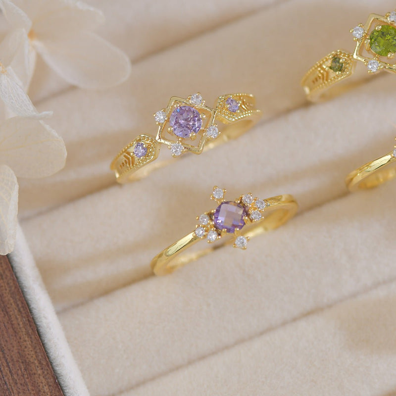 Amethyst Baroque Ring Set