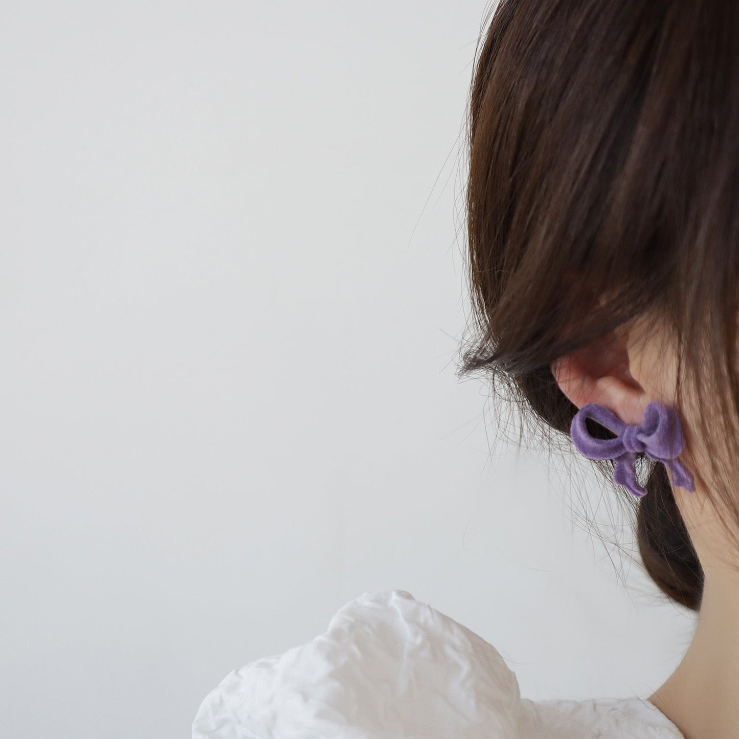 [] Purple Bow Earrings
