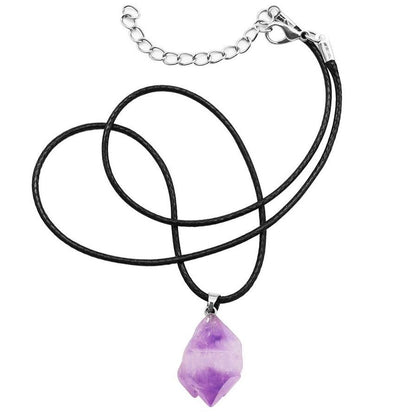 Raw Amethyst Crystal Pendant Necklace 16-19 Inch Meditation Jewelry