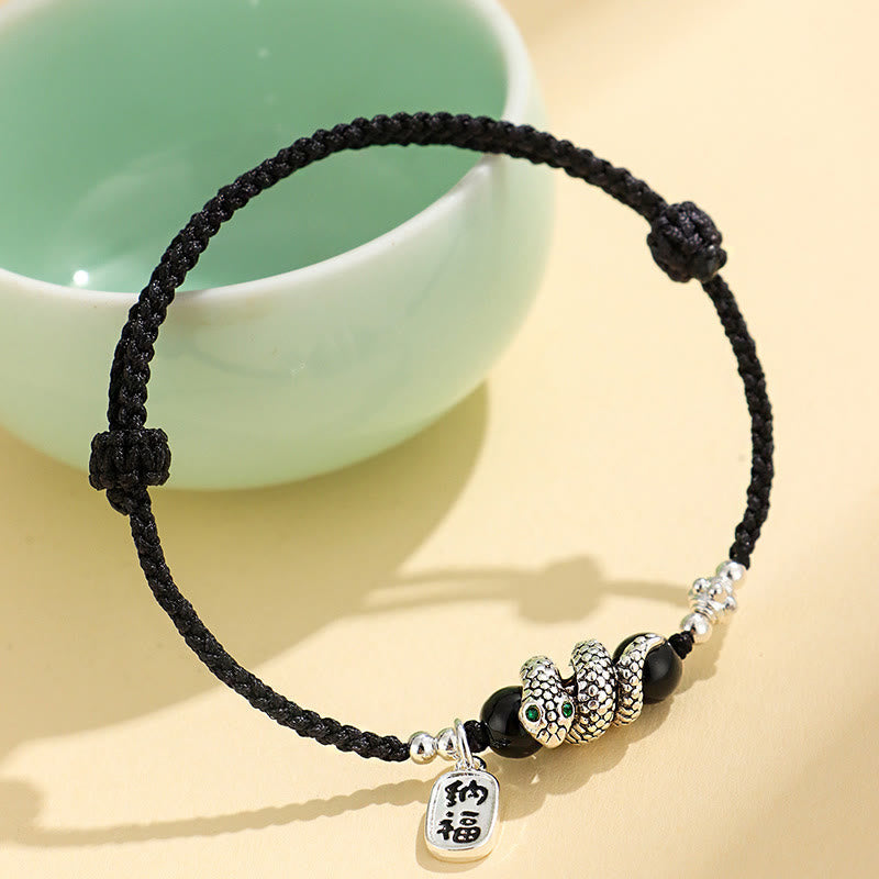 Red Agate Fu Character 15-18cm Lucky Snake Bracelet