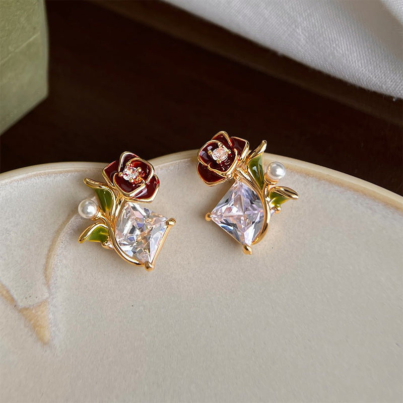 Red Rose Earrings