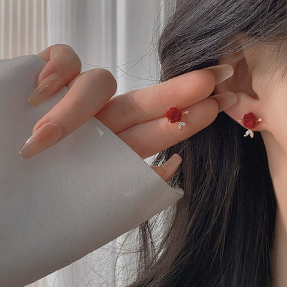 Red Rose Stud Earrings