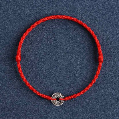 Red String Five Emperor Coins Protection Bracelet 925 Silver