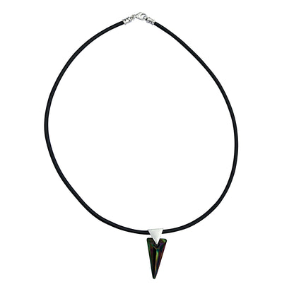 Reversible Dark Rainbow Swarovski Crystal Spike Pendant Necklace on Sterling Silver Black Leather Cord