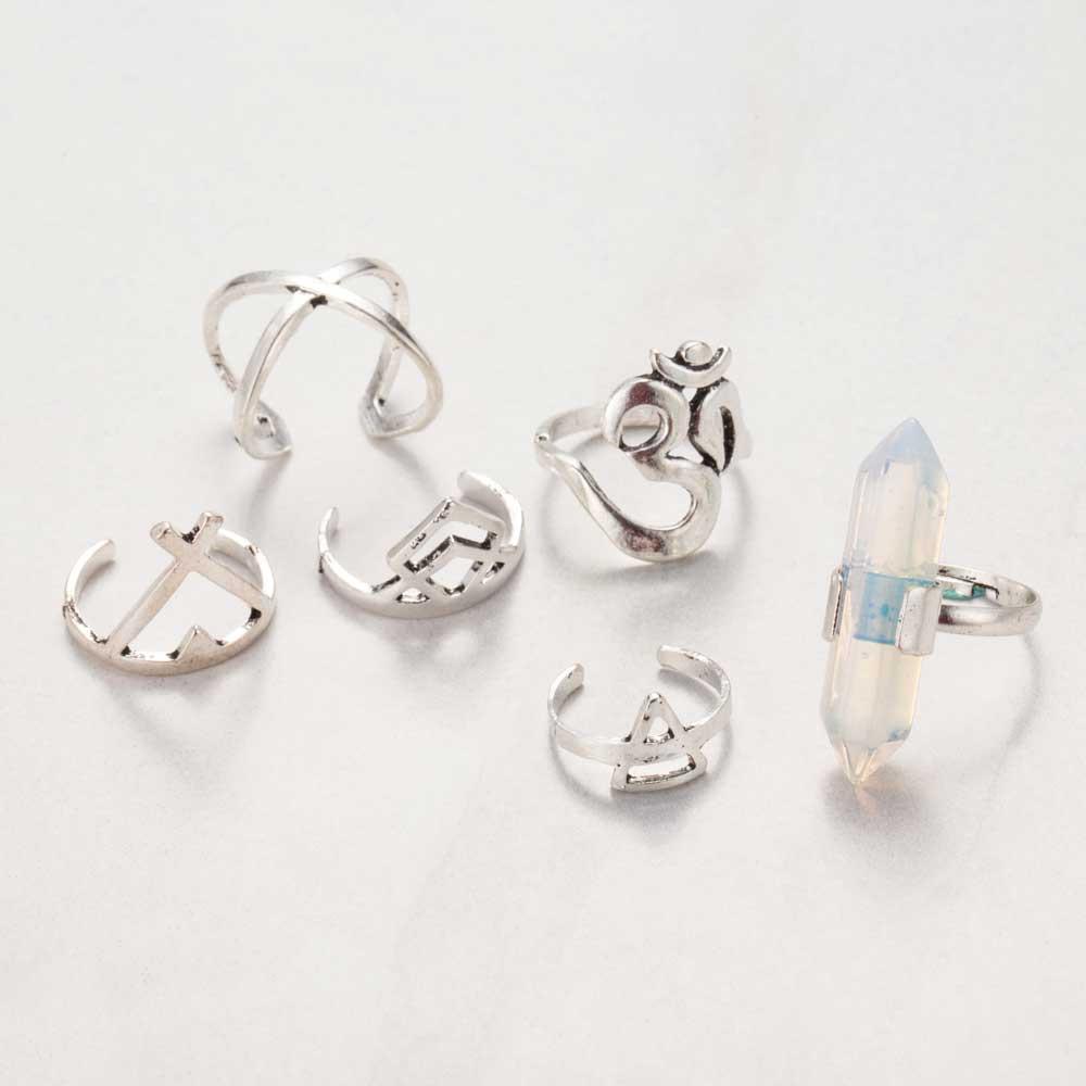 6 Pieces Crystal Ring Set