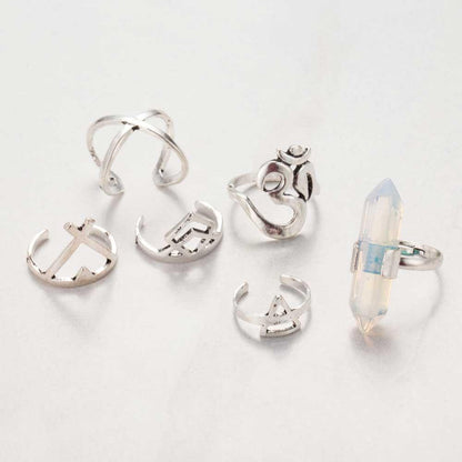 6 Pieces Crystal Ring Set