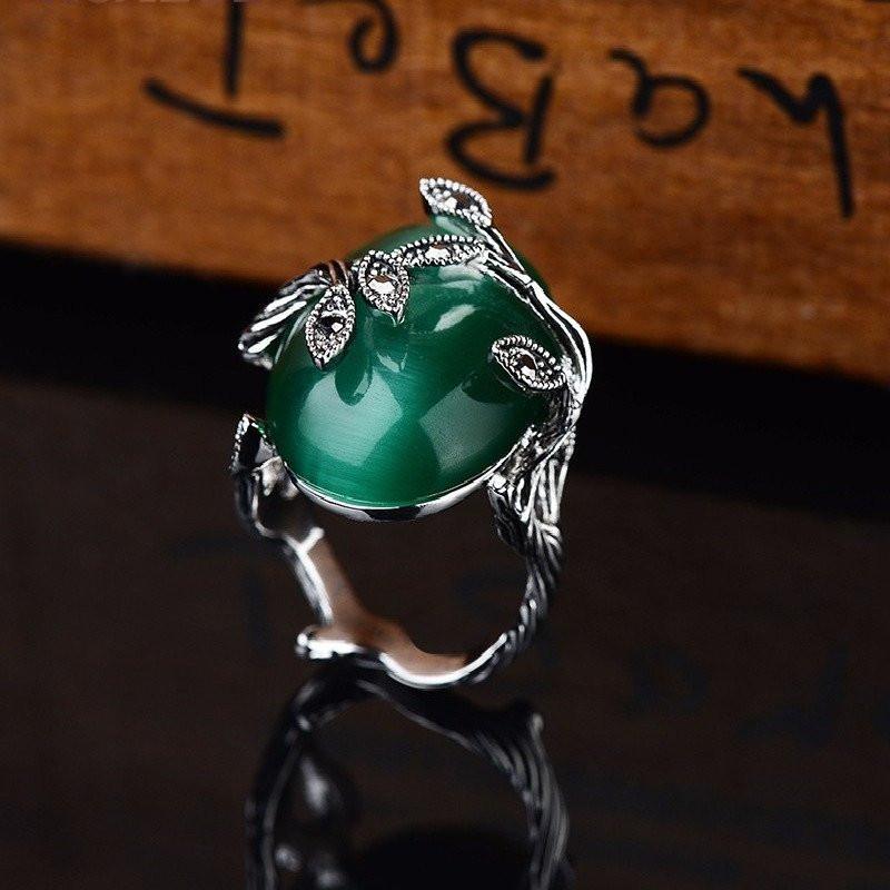Agate Jade Silver Plated Ring