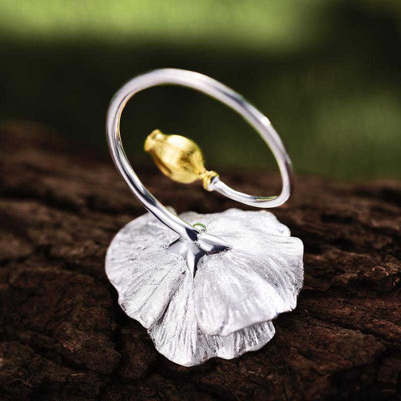 Blooming Poppy Sterling Silver Ring