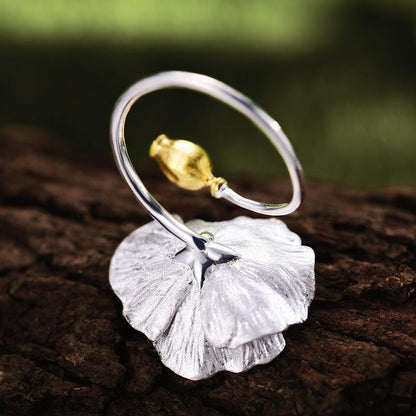 Blooming Poppy Sterling Silver Ring