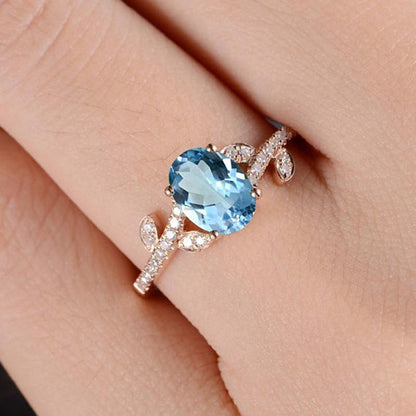 Blue Crystal Flower Ring
