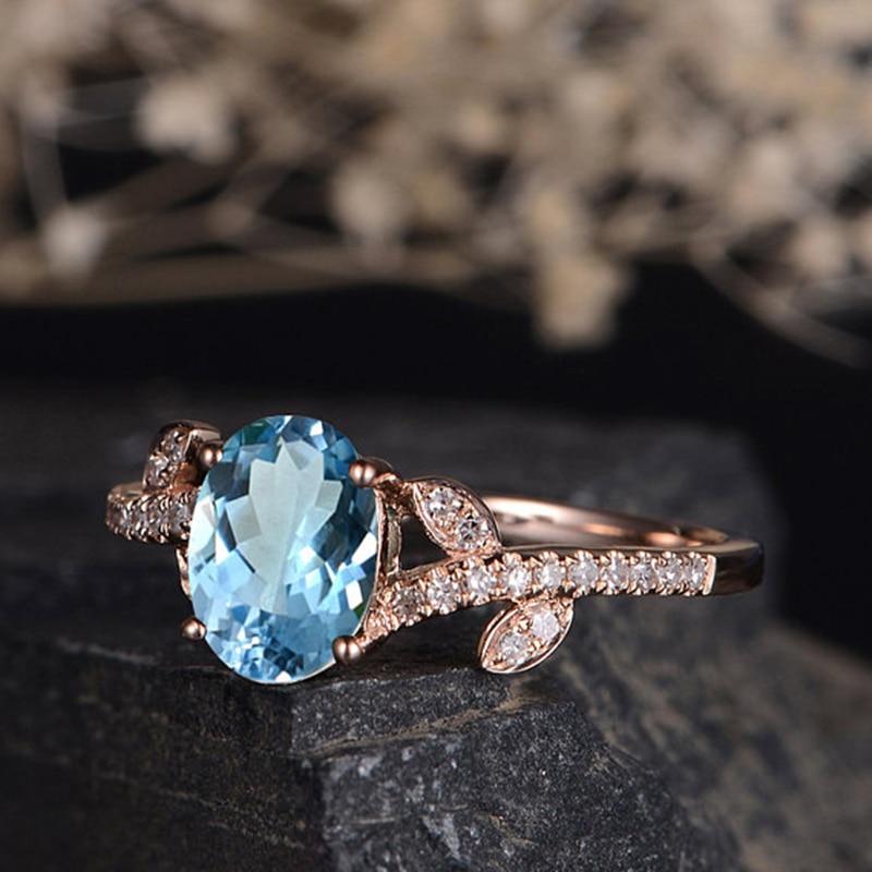 Blue Crystal Flower Ring